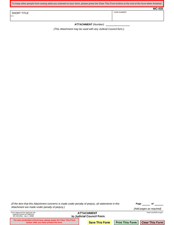 Preview of the official Form MC-025 PDF, page 1